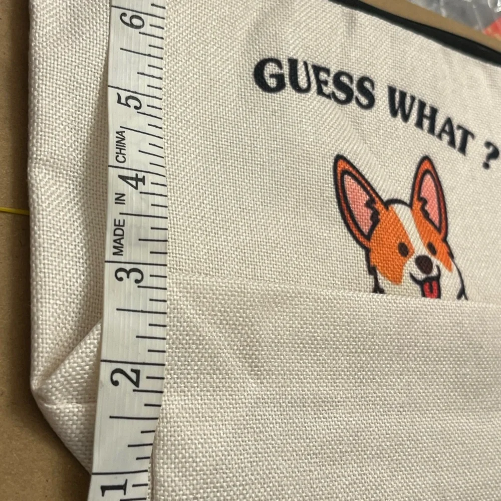 Guess White and Orange Dog Print Blanket